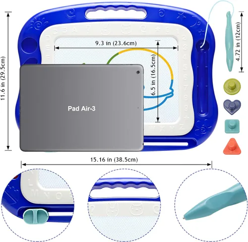 Miniatura 4 de Tablero de Dibujo Magnético, Tablero Grande de Garabatos Juguetes para Niñas y Niños de 3 4 5 6 7 Años Regalo para Niños Etch A Sketch Colorido Azul