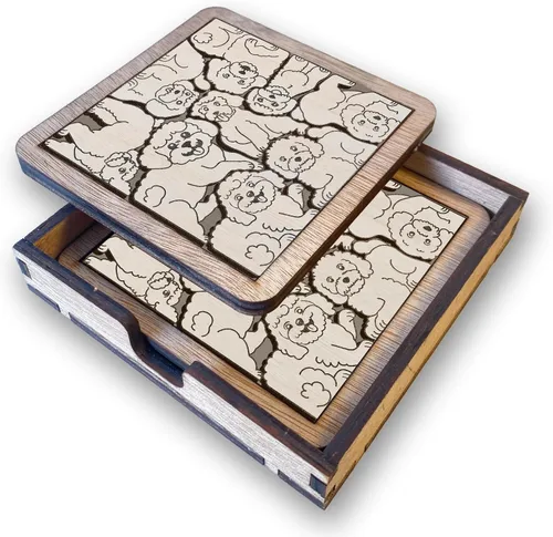 Miniatura 24 de 02 Posavasos de Perro Beagle - Juego de Posavasos de Madera con Rompecabezas de Perro Beagle - Posavasos Entrelazados tipo Rompecabezas con Diseño