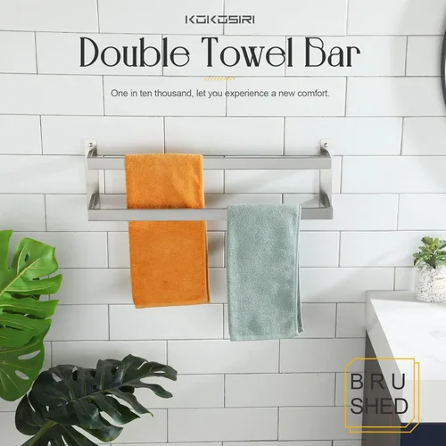 Miniatura 3 de KOKOSIRI Barras para Toallas de Baño de 2 Niveles Tipo Escalera Rieles para Toallas de 24 Pulgadas Soportes para Toallas Montados en Pared Estantes