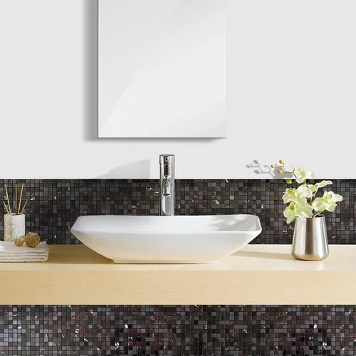 Miniatura 5 de XUANINY Azulejos de protección contra salpicaduras para cocina, baño, chimenea, mosaico de aluminio metálico autoadhesivo (12 x 12 pulgadas)