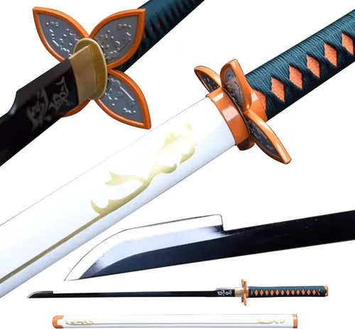 Miniatura 15 de Demon Slayer - Espada Tanjiro Katana de acero 1065, espiga completa, hecha a mano, Katana japonesa real, 41 pulgadas