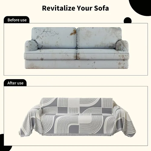 Miniatura 6 de WEYOND Funda de Sofá Bohemia Lavable, Fundas de Sofá de Chenilla para Sofá de 3 Cojines Apto para Mascotas, Fundas Bohemias para Sofá Seccional