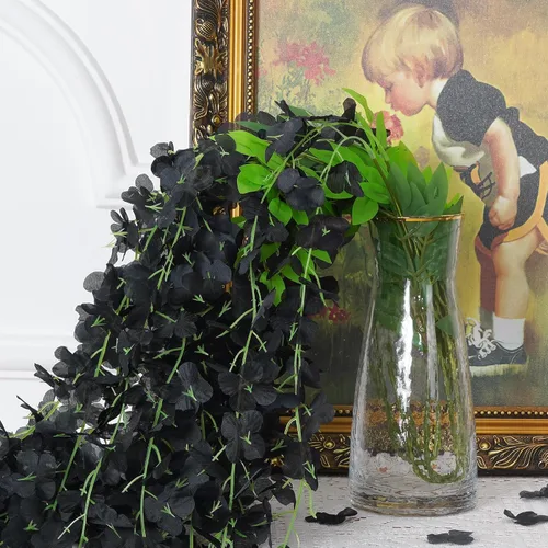 Miniatura 5 de BLEUM CADE 10 Piezas Flores Colgantes de Glicina Falsa Negra, 3.6 Pies/Pieza Guirnalda de Glicina Artificial, Flores Colgantes para Boda Fiesta