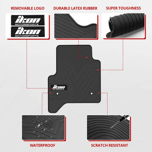 Miniatura 3 de IKON MOTORSPORTS, Alfombrillas de suelo compatibles con GMC Sierra Chevrolet Silverado 1500 2500 3500 Tahoe Yukon 2014-2018, goma de látex