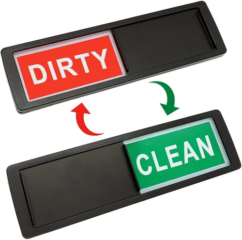 Imán para lavavajillas con texto en inglés "Clean Dirty", letrero con mensaje de cocina sucia con calcomanías adhesivas, indicador deslizante para