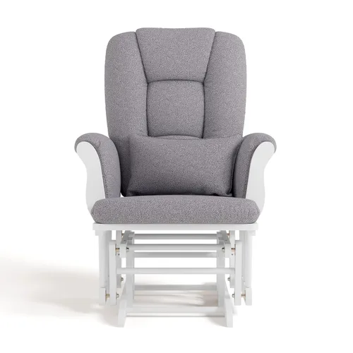 Miniatura 12 de Storkcraft Tuscany - Mecedora y otomana personalizada con almohada lumbar gratis (remolino blanco y gris pizarra) – Silla mecedora cómoda tapizada
