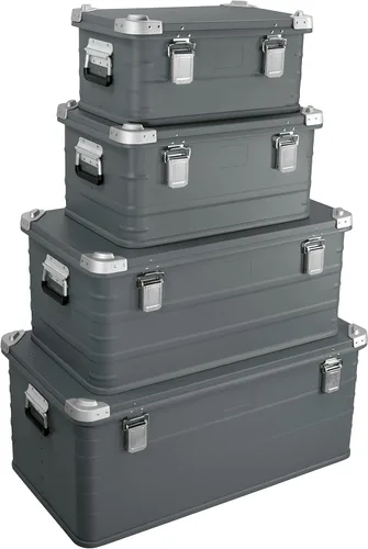 Miniatura 29 de Eylar Caja de almacenamiento de aluminio cruzada para Overland, baúl, estuche de carga de metal, caja de almacenamiento (combo de 4 piezas, negro)