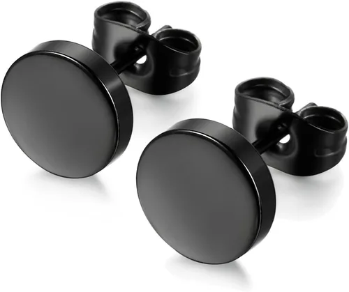 Miniatura 2 de LIEBLICH Juego de aretes redondos negros de acero inoxidable para hombres y mujeres 6 pares de aretes de 031 a 031 pulgadas 3 a 0315in negro Acero