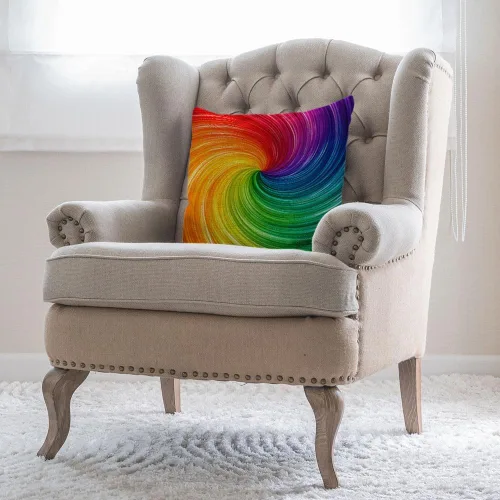 Miniatura 4 de Moslion Funda de almohada decorativa de arcoíris con diseño de espiral, 18 x 18 pulgadas, funda de cojín cuadrada de lino y algodón para el día