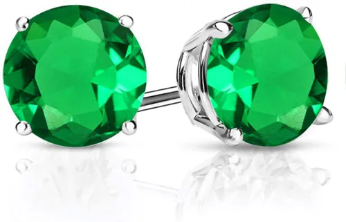 Miniatura 128 de Gem Stone King Aretes de plata de ley 925 con piedra natal redonda de 0.276 in para mujer