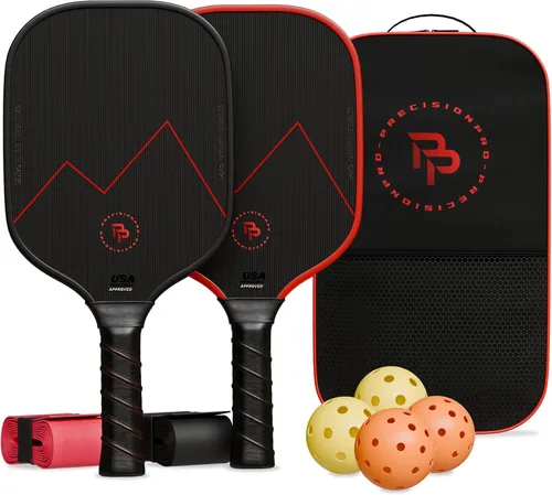 Precision Pro Juego de 2 palas de pickleball de fibra de carbono, aprobadas por USAPA, carbono T700, núcleo de panal de abeja de 0.555 pulgadas, 4