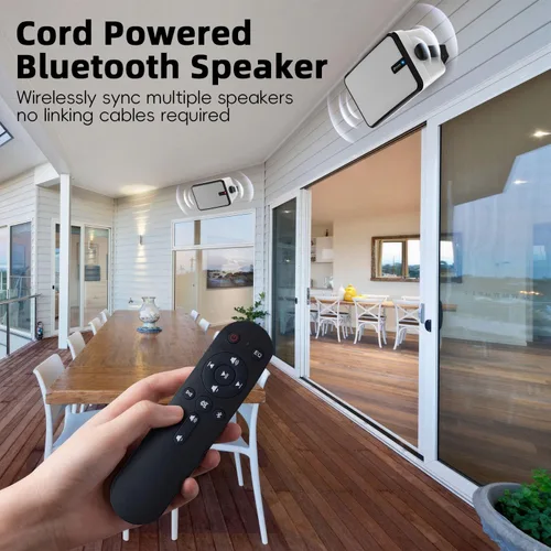 Miniatura 2 de Altavoces Bluetooth para exteriores de 600 W, sincronización inalámbrica entre altavoces, graves potentes, soporte de pared para patio, porche