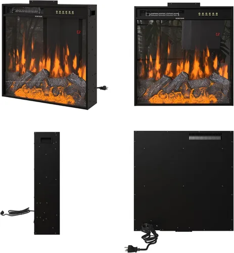 Miniatura 7 de Homsee Chimenea eléctrica empotrada de 23.6 pulgadas, calentador de chimenea con control remoto, 1500/750 W, chimenea, pequeñas chimeneas