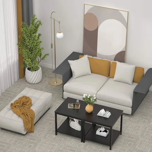 Miniatura 9 de Homieasy Mesa Auxiliar Cuadrada de 20 Pulgadas, Mesa de Centro de Café y Té de 2 Niveles, Mesitas de Noche para Sofá, Sillón, Cama, Mesa Auxiliar