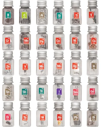 Miniatura 12 de Tabla Periódica de Elementos Reales, 99.99% de Pureza, Sellada en Tubo de Vidrio, para Regalo, Enseñanza, Exhibición, Colección, 68 Piezas