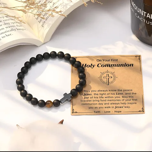 Miniatura 3 de Pulsera de cruz para hombre, regalo para hijo, nieto, papá, marido, padrino, hombres, cumpleaños, graduación, jubilación, Navidad, regalo cristiano