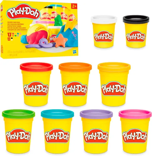 Play-Doh Set de 9 Colores Favoritos, colores surtidos, latas de masa de modelar de 2 y 4 onzas, artes y manualidades para niños, regalos y premios
