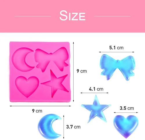 Miniatura 2 de Molde de silicona para chocolate, dulces y pasteles, forma de corazón, luna, estrella, lazo, grado alimenticio, reutilizable, resistente a altas