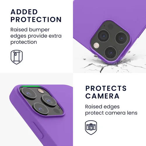 Miniatura 3 de kwmobile Funda compatible con Apple iPhone 12 Pro Max, funda de silicona TPU con acabado suave, color morado orquídea