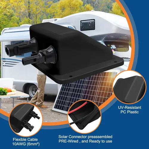 Miniatura 2 de Glándula de entrada de cable solar Trisinger, cable de extensión solar suave negro de 10Ft 10AWG y conector, carcasa de entrada de cable doble 10