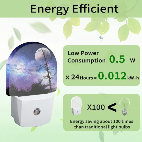 Miniatura 3 de Luz nocturna de cielo estrellado, luz nocturna de luna enchufable a la pared con sensor de atardecer a amanecer, lámpara LED de ahorro de energía