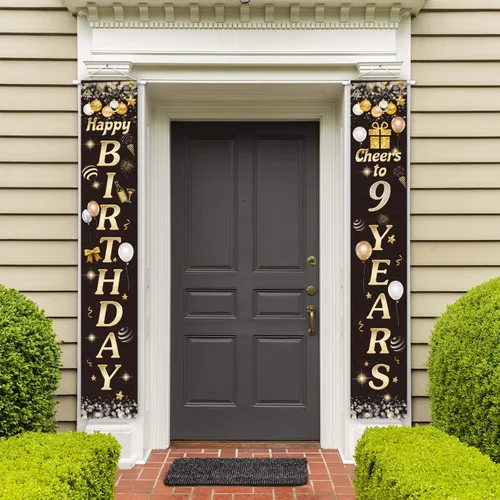 Miniatura 5 de Cartel de Feliz cumpleaños para la puerta, color negro