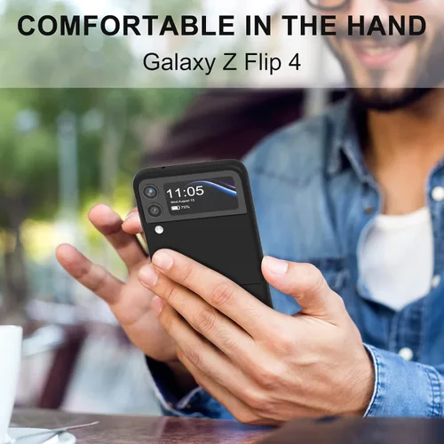 Miniatura 4 de TSQQST Funda para Samsung Galaxy Z Flip 4 Funda protectora de cuerpo completo a prueba de golpes para Galaxy Z Flip 4 5G 2022 Negro