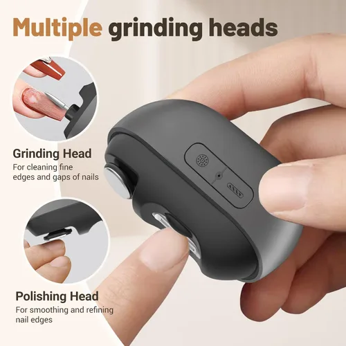 Miniatura 3 de Cortaúñas eléctrico, 3 en 1, pulido eléctrico automático con tapa magnética recargable por USB, cortaúñas inteligente portátil para uñas gruesas