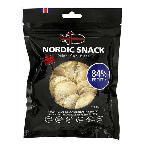 Miniatura 10 de Bocadillos de bacalao liofilizados (Hardfiskur) pescado capturado silvestre Snack nórdico saludable con alto contenido de proteínas