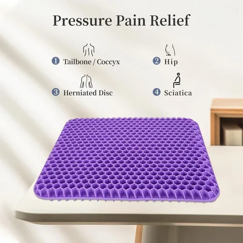 Miniatura 6 de Cojín ergonómico ajustable para asiento de gel con soporte suave y transpirable para ciática y dolor de espalda, perfecto para sillas de oficina
