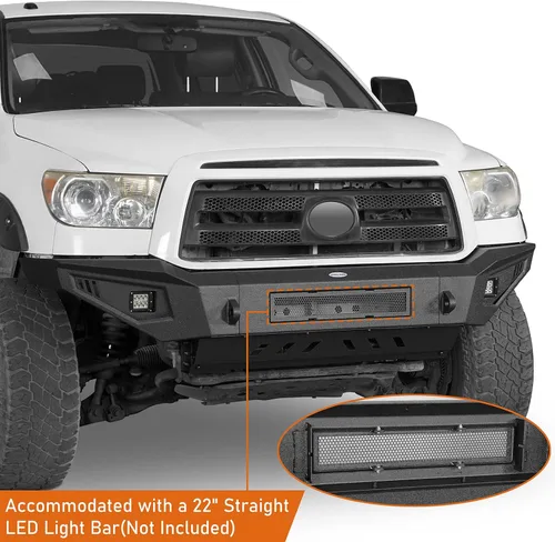 Miniatura 4 de Tundra parachoques delantero de ancho completo con placas de deslizamiento y focos LED para camionetas Toyota Tundra 2007-2013