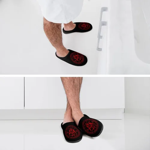 Miniatura 3 de Zodiac Baphomet - Pantuflas de algodón para hombre, de espuma viscoelástica, lavables, antideslizantes, para casa