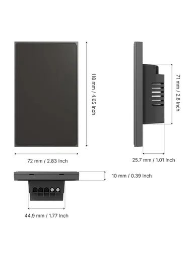 Miniatura 6 de MOES Interruptor inteligente táctil completo, SF (versión Star Feather 2026), interruptor de luz de pared, requiere cable neutro, panel Gris