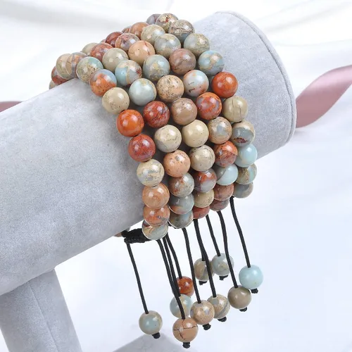 Miniatura 2 de Massive Beads - Pulsera de cuentas de cristales de macramé con poder curativo natural, unisex, ajustable, 516 pulgadas (8 mm)