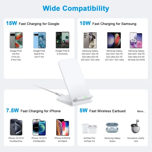 Miniatura 2 de Pixel Cargador inalámbrico rápido, soporte de carga inalámbrico de 15 W para Google Pixel 10a 10 Pro XL Fold 9a 9 Pro XL 8a 8 Pro 7a 7 Pro 6 Pro