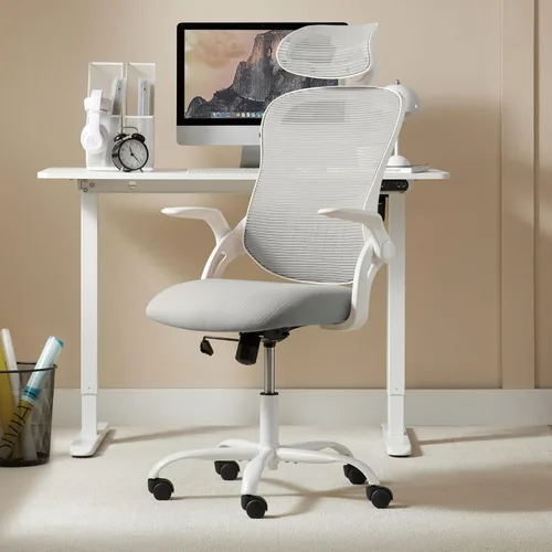 Miniatura 16 de Silla ergonómica de malla para el hogar, escritorio de computadora, silla reclinable giratoria con ruedas, soporte lumbar, cómoda silla de trabajo