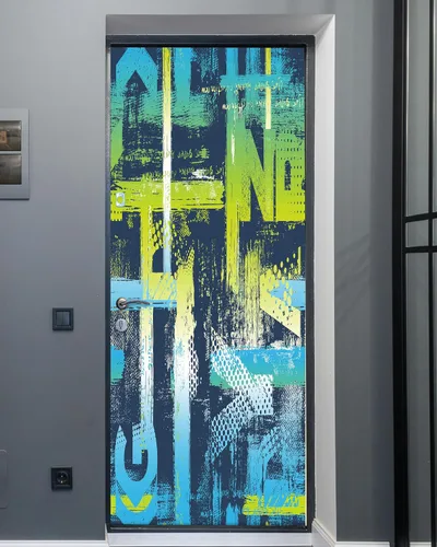 Miniatura 24 de FLFK Adhesivo de puerta - Playa y palmera, mural de pelar y pegar, tamaño combinado 36"x80", dividido en 2 piezas Mt2219