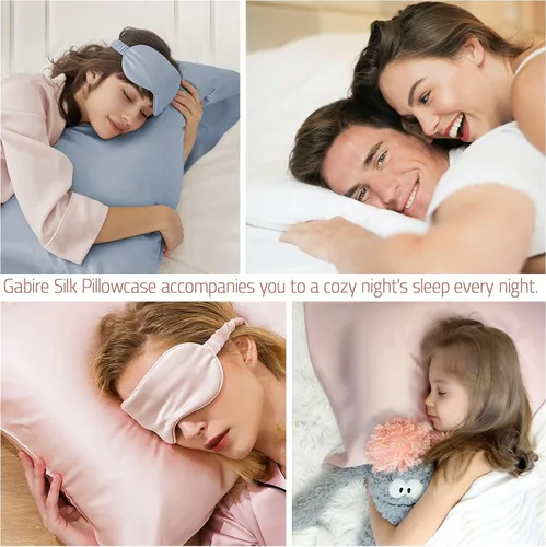 Miniatura 5 de Gabire Funda de almohada de seda de morera para cabello y piel, evita el acné, fundas de almohada de seda real de ambos lados, funda de almohada