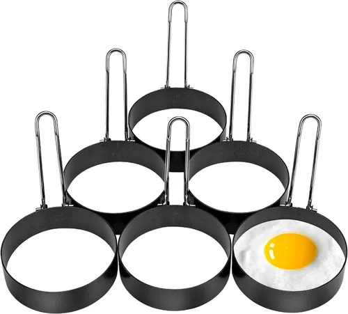 Paquete de 6 anillos de huevo, anillos redondos de acero inoxidable para cocinar huevos moldes antiadherentes para freír huevos