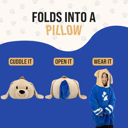 Miniatura 6 de Manta con capucha - Manta con capucha para niños - Manta portátil para niños - Almohada de felpa Perro Dougie