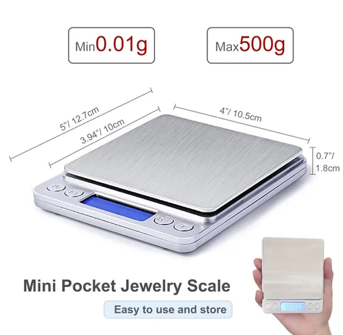 Miniatura 3 de Báscula digital de alimentos de 0.001 onzas y onzas, báscula de cocina para alimentos con pantalla LCD retroiluminada, tare, 9 unidades, apagado