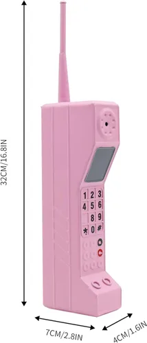Miniatura 3 de Teléfono Falso de Utilería Retro, Teléfono de los Años 90 para el Hogar Rosa