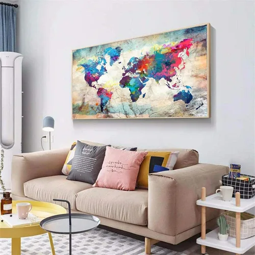 Miniatura 3 de YALKIN Kits de pintura de diamantes para adultos, pintura de diamantes 5D grande para bricolaje, mapa del mundo (31.5 x 15.7 pulgadas), pintura por