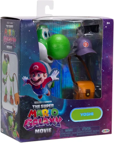 Miniatura 7 de Figuras de acción de la película Super Mario Galaxy de 5 pulgadas Serie 1 – Figura de Yoshi con sombrero, gafas de sol y accesorios de cartera