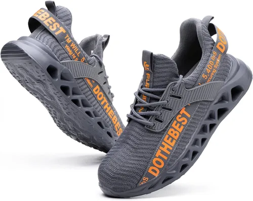 Miniatura 26 de Furuian - Tenis con punta de acero para hombres y mujeres, zapatos de seguridad ligeros, cómodos, a prueba de pinchazos, zapatos de trabajo
