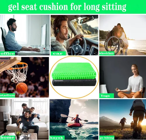 Miniatura 7 de Cojín de asiento de gel de tamaño grande para sentarse prolongadamente, extra grande y grueso, cojín de asiento para espalda, cadera, ciática