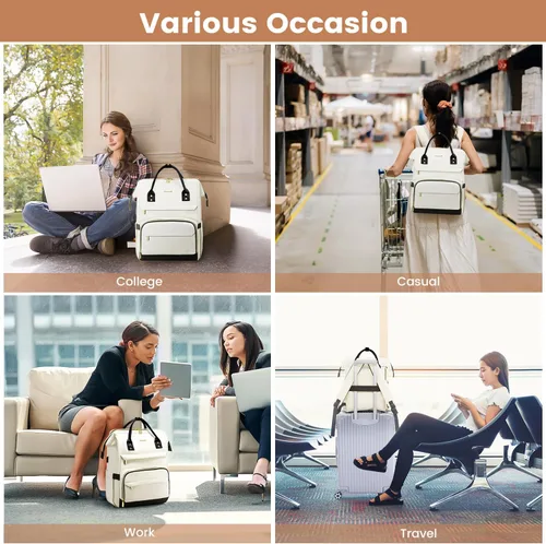 Miniatura 6 de LOVEVOOK Mochila de viaje para laptop para mujer, mochila de computadora de moda, para trabajo, negocios, profesora, enfermera, bolsa de 15.6