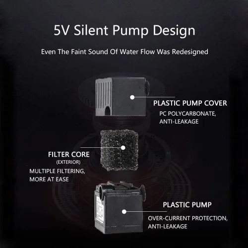 Miniatura 5 de REAGAR Fuente de agua de cerámica para gatos con 2 juegos de filtros de repuesto y dispensador automático de agua para gatos, diseño fácil