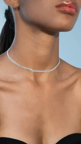 Miniatura 5 de Miabella Figaro de plata de ley 925, con cuentas de Singapur, brillante, cadena de eslabones cubanos, gargantilla ajustable para mujer, fabricada