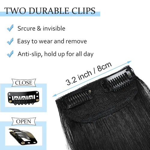 Miniatura 3 de SEGO 2 extensiones de cabello corto con clip de 4 pulgadas, 0.56 oz, 100% cabello humano para mujeres con cabello adelgazante que añade volumen